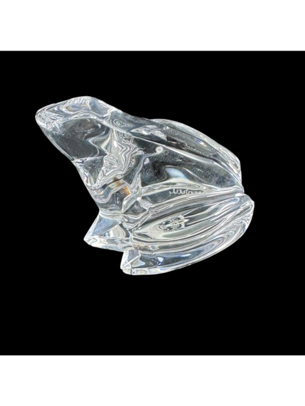 Baccarat France Crystal Frog Toad Figurine Clear Art Glass New in Box - Picture 5 of 8